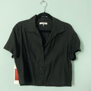 Frame denim linen cropped shirts